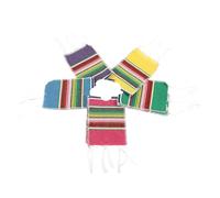 Lurrose Lot de 5 Housses de Bouteilles en Coton, Mini Ponchos Mexicains Rayés Multicolores, Décorations Fête Mexicaine pour Bouteilles de Bière, Soda et Vin, pour Cinco de Mayo