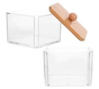 Lurrose Organisateur Salle de Bain en Bambou PS Couvercle, Rangement Maquillage à Deux Compartiments Empilables, Facile à Nettoyer pour Coiffeuse