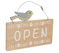 Lurrose Panneau Signalisation Claire D'ouverture de Porte Double Face en Bois Orange Ouvert Fermé Style Vintage Rustique, Facile à Installer, pour Café ou Intérieur