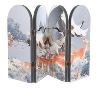 Lurrose Paravent Pliant à 4 Panneaux Compact en PVC Mousse et Acrylique Motif Vintage Chinois Élégant pour Décoration Orientale de Table et Centre de Salon
