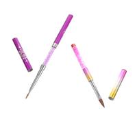 Lurrose Pinceau à Ongles pour Nail Art 2 Pièces Alliage D'aluminium et Fibre, Stylo Manucure Double Tête pour Dessin Fin et Peinture, pour Salon de Beauté