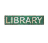 Lurrose Plaque Murale de Bibliothèque en Étain, Décoration Murale Vintage Rustique pour Intérieur et Extérieur, Panneau Lecture Vintage Décoratif 30x20 Cm pour Salon, Bureau, Jardin