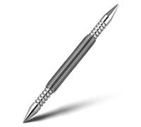 Lurrose Poinçon à Ressort en Acier Argenté pour Poseur D'ongles, Outil de Pose D'ongles Double Tête, Design à Ressort Adapté aux Espaces Réduits, pour Finition et Menuiserie