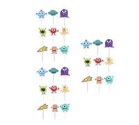 Lurrose Set de 27 Pièces de Décorations de Gâteau D'anniversaire en Papier D'extraterrestres Bâtonnets en Bambou pour Effet Décoratif Unique Gâteau D'anniversaire Garçon et Filles