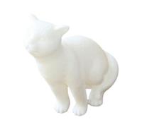 Lurrose Statuette Chat Blanc en Porcelaine de Dehua, Petite Décoration de Bureau et Intérieur, Ornement Charmant et Compact pour Bureau, Chambre ou Salon, Sculpture Animale Décorative
