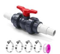 Lurtgex® Robinet à boisseau sphérique en PVC de 50 mm avec raccord de tuyau de 32 à 38 mm, adaptateur de tuyau de piscine 1 1/2"