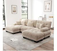 Luscriate - Canapé modulaire en forme de U, Canapé de salon avec pouf, Canapé moelleux comme un nuage - Beige
