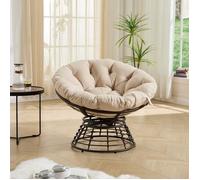 Luscriate - Fauteuil Papasan en rotin, Pivotant à 360°, Adapté à une utilisation intérieure et extérieure, avec coussins moelleux