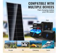 Luscriate - Kit Panneau Solaire Monocristallin 100 W, Étanche IP68 pour Maison, Camping-car, Bateau, Hors-réseau