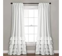 Lush Decor Allison Lot de 1 Rideau à Volants en Polyester pour Salon, Salle à Manger, Chambre à Coucher (Paire), 213,4 x 101,6 cm, Blanc, 101,6 x 213,4 cm (l x L)
