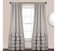 Lush Decor Allison - Lot de 2 Rideaux de fenêtre à Volants, 213,4 x 101,6 cm, Gris Clair, 101,6 x 213,4 cm (l x L)