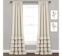 Lush Decor Allison Lot de 2 Rideaux de fenêtre à Volants, 241,3 x 101,6 cm (L x l), Neutre
