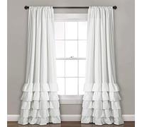 Lush Decor Allison Lot de 2 Rideaux de fenêtre à Volants, 274,3 x 101,6 cm (L x l), Blanc