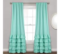 Lush Decor Allison Lot de Rideaux à Volants pour Salon, Salle à Manger, Chambre à Coucher (Paire), 213,4 x 101,6 cm, Turquoise