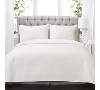 Lush Decor Ava Quilt - Parure de lit 3 pièces surdimensionnée à Motif Losanges, pour très Grand lit, Blanc