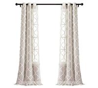 Lush Decor Avon Paire de Rideaux à œillets Treillis Beige 213,4 x 96,5 cm