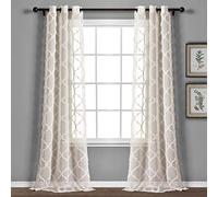 Lush Decor Avon - Paire de Rideaux de fenêtre Transparents à œillets, 241,3 cm de Long x 96,5 cm de Large, Beige