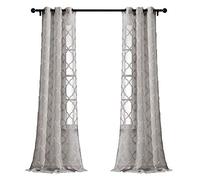 Lush Decor Avon Paire de Rideaux Transparents à œillets en Treillis Gris 213,4 x 96,5 cm