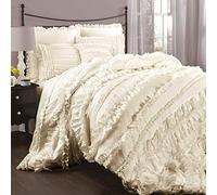 Lush Decor Belle Parure de lit 4 pièces, très Grand lit, Ivoire