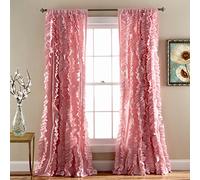 Lush Decor Belle Rideau de fenêtre Vintage Chic pour Salon, Salle à Manger, Chambre à Coucher (Rideau Simple), 137,2 cm de Large x 213,4 cm de Long, Rose