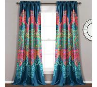 Lush Decor Boho Chic Paire de Rideaux occultants de fenêtre pour Chambre à Coucher, 241,3 x 132,1 cm + tête de 5,1 cm, Turquoise et Bleu Marine, 241,3 x 132,1 cm, Turquoise et Bleu Marine