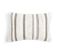 Lush Decor Bria Housse de Coussin décorative à Rayures, 33 x 50,8 cm, Neutre