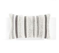 Lush Decor Bria Housse de Coussin décorative à Rayures Gris 33 x 50,8 cm