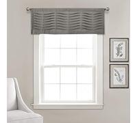 Lush Decor Cantonnière à Texture ondulée | Rideau de fenêtre de Cuisine plissé à Volants (Simple), 45,7 x 132,1 cm, Gris foncé