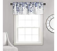 Lush Decor Cantonnière de fenêtre Motif Fleurs pleureuses pour Cuisine, Salon, Salle à Manger, Chambre à Coucher, cantonnière Bleu Marine et Bleu