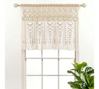 Lush Decor Cantonnière en Coton texturé macramé bohème - 101,6 cm de Large x 76,2 cm de Long - Rideaux de Cuisine et décoration Murale - Rideaux de fenêtre de Salle de Bain - Neutre