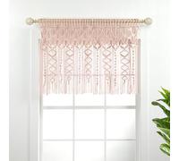 Lush Decor Cantonnière en Coton texturé macramé bohème - 101,6 cm de Large x 76,2 cm de Long - Rideaux de Cuisine et décoration Murale - Rideaux de fenêtre de Salle de Bain - Rose poudré