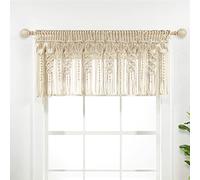 Lush Decor Cantonnière en Coton texturé macramé bohème - 127 cm de Large x 50,8 cm de Long - Rideaux de Cuisine et décoration Murale - Rideaux de fenêtre de Salle de Bain - Neutre