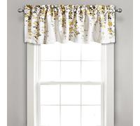 Lush Decor Cantonnière filtrant la lumière avec Fleur pleureuse, 132,1 cm de Large x 45,7 cm de Long + tête de 5,1 cm, Jaune et Gris - Rideaux Floraux - Cantonnières de Salle de Bain et de Cuisine