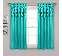 Lush Decor Circle Dream Lot de 2 Rideaux de fenêtre pour Salon, Salle à Manger, Chambre à Coucher Turquoise 137,2 x 160 cm