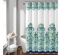 Lush Decor, Clara Rideau de Douche en Tissu coloré imprimé Cachemire damassé Bleu et Vert x 72