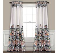 Lush Decor Clara Rideaux en Polyester, Bleu Marine et Mandarine, 132 x 213 cm (l x L)