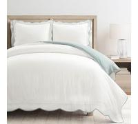 Lush Decor Coastal Chic Parure de lit 3 pièces à Bords festonnés Bleu/Blanc King Size