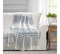 Lush Decor Couverture en Coton tissé à Motif à Chevrons à Rayures Bleu Marine 152,4 x 127 cm