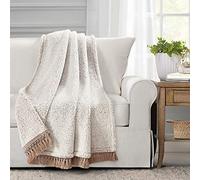Lush Decor Couverture Sherpa à Franges - 152,4 x 127 cm - Neutre