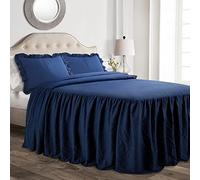 Lush Decor Couvre-lit à Volants en Polyester, Bleu Marine, Grand lit