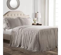 Lush Decor Couvre-lit à Volants en Polyester, Gris, Grand lit