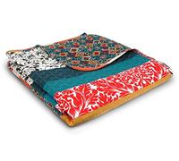 Lush Decor Couvre-lit réversible bohème à Motif rayé coloré, 152,4 x 127 cm, Turquoise et Mandarine