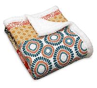 Lush Decor Couvre-lit Sherpa à Rayures bohèmes, 152,4 x 127 cm, Turquoise/Orange, 152,4 x 127 cm