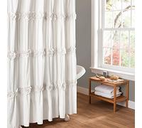 Lush Decor Darla Rideau de Douche froncé à Motif Floral, Polyester, White, 72” x 72”