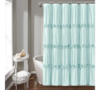 Lush Decor Darla Rideau de Douche froncé Motif Floral Vintage Chic 183 x 183 cm Bleu