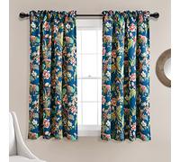 Lush Decor Dolores Lot de 2 Rideaux de fenêtre filtrant la lumière Bleu Marine/Multicolore 132 x 160 cm