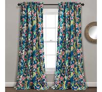 Lush Decor Dolores Lot de 2 Rideaux de fenêtre filtrant la lumière Bleu Marine/Multicolore 132 x 274 cm