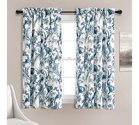 Lush Decor Dolores Paire de Rideaux de fenêtre filtrant la lumière, 160 cm de Long x 132,1 cm de Large, Bleu