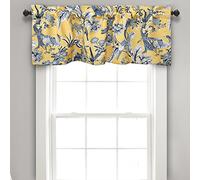 Lush Decor Dolores Rideau de fenêtre filtrant la lumière, 132,1 cm de Large x 45,7 cm de Long, Jaune - Rideaux en Toile - Cantonnière Bleu Vif et Jaune - Imprimé Oiseaux et Fleurs - Cottage,