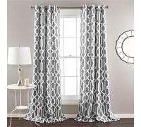 Lush Decor Edward - Lot de Rideaux en Treillis filtrant la lumière pour Salon, Salle à Manger, Chambre à Coucher (Paire), Gris, 132,1 cm de Large x 274,3 cm de Long